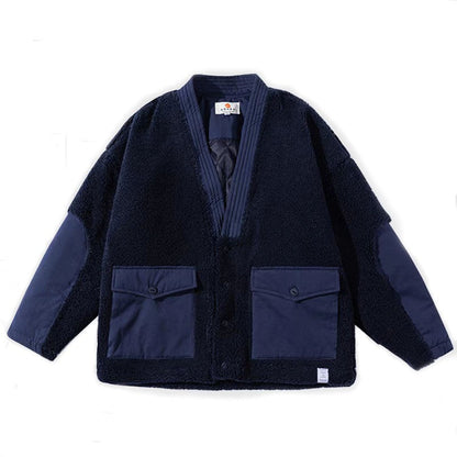 Shearling Button-Up Cotton Quilted Kimono Jacket