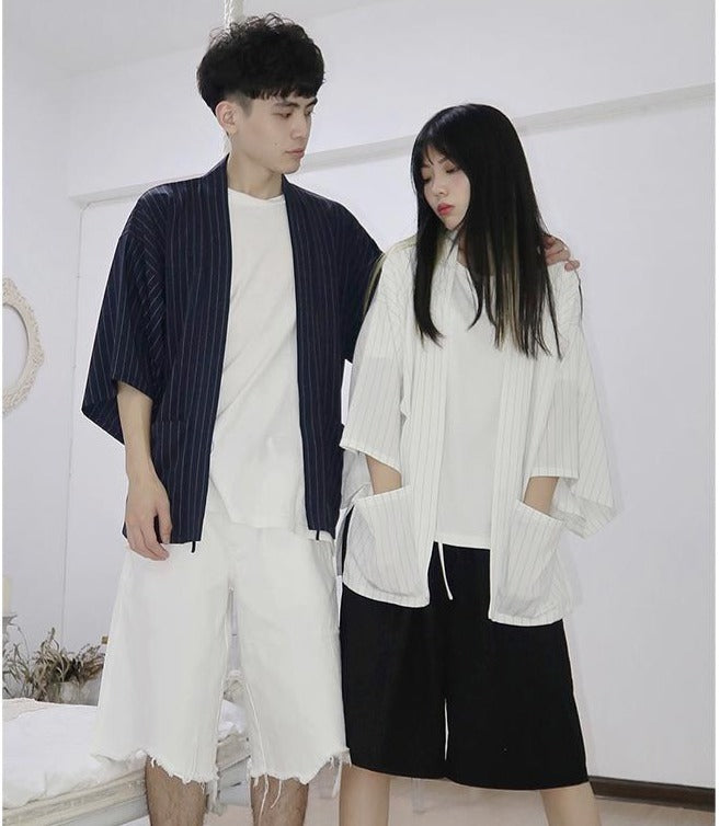 Classic Striped Kimono Cardigan /men