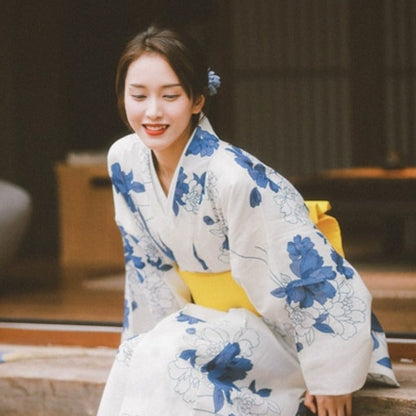 Women Festival Wear Yukata [Blue Paeonia]