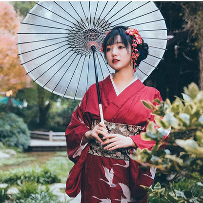 Women Festival Wear Red Yukata [Crane]